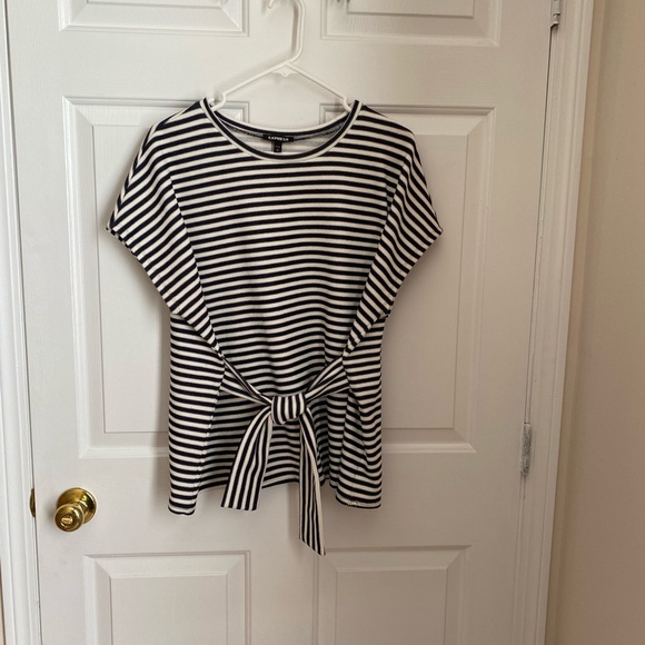 Blue and white stripe peplum top - Picture 2 of 3